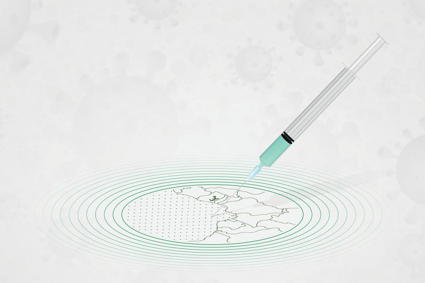 concetto di vaccinazione sao tome e principe, iniezione di vaccino nella mappa di sao tome e principe. vaccino e vaccinazione contro il coronavirus, covid-19. vettore