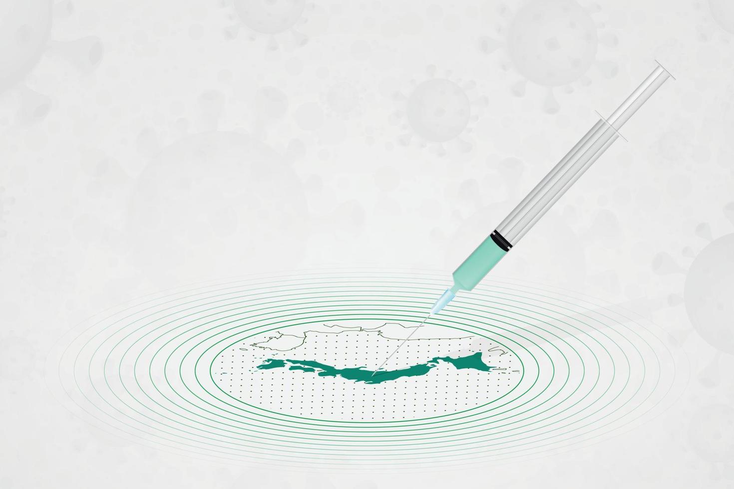 concetto di vaccinazione in giappone, iniezione di vaccino nella mappa del giappone. vaccino e vaccinazione contro il coronavirus, covid-19. vettore