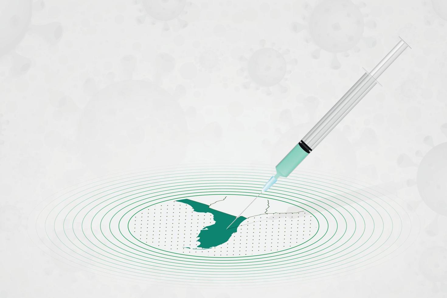 concetto di vaccinazione della florida, iniezione di vaccino nella mappa della florida. vaccino e vaccinazione contro il coronavirus, covid-19. vettore