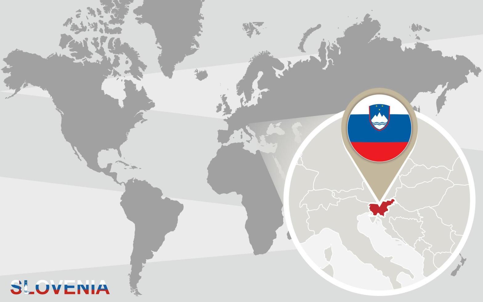 mappa del mondo con la slovenia ingrandita vettore