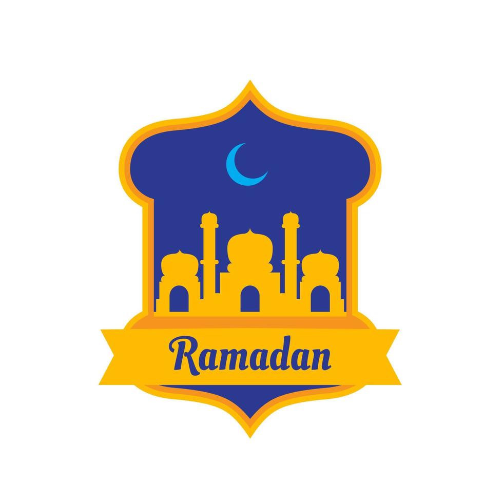 disegno dell'illustrazione della moschea blu e arancione per il ramadan. vettore