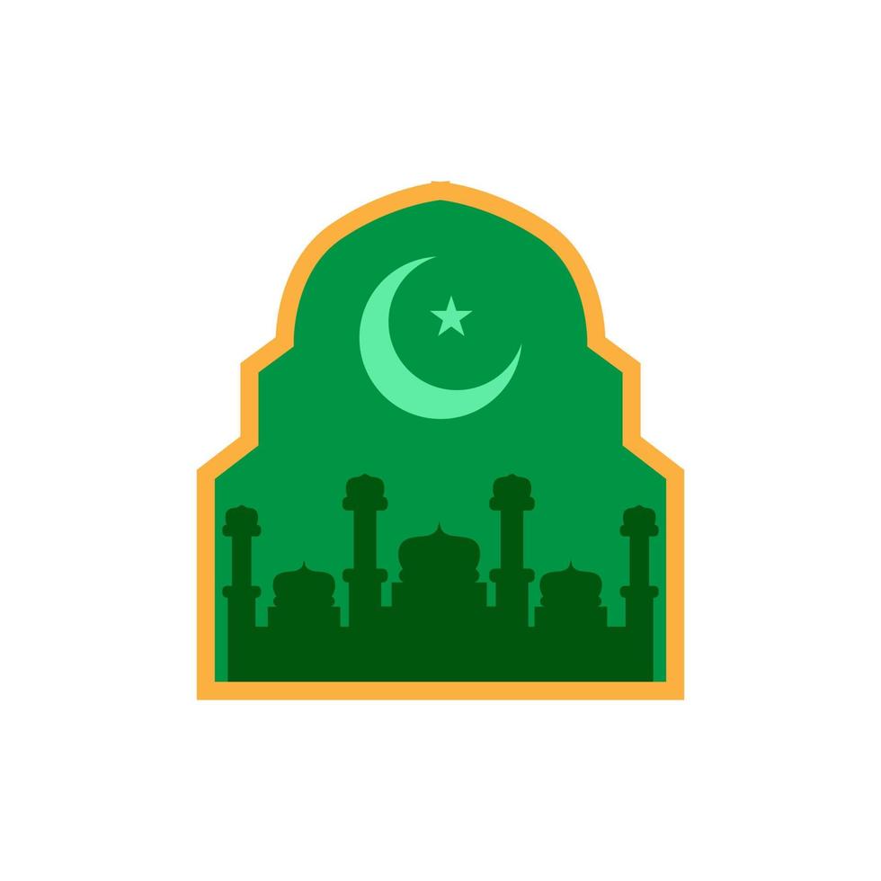disegno dell'illustrazione della moschea verde per il ramadan. vettore