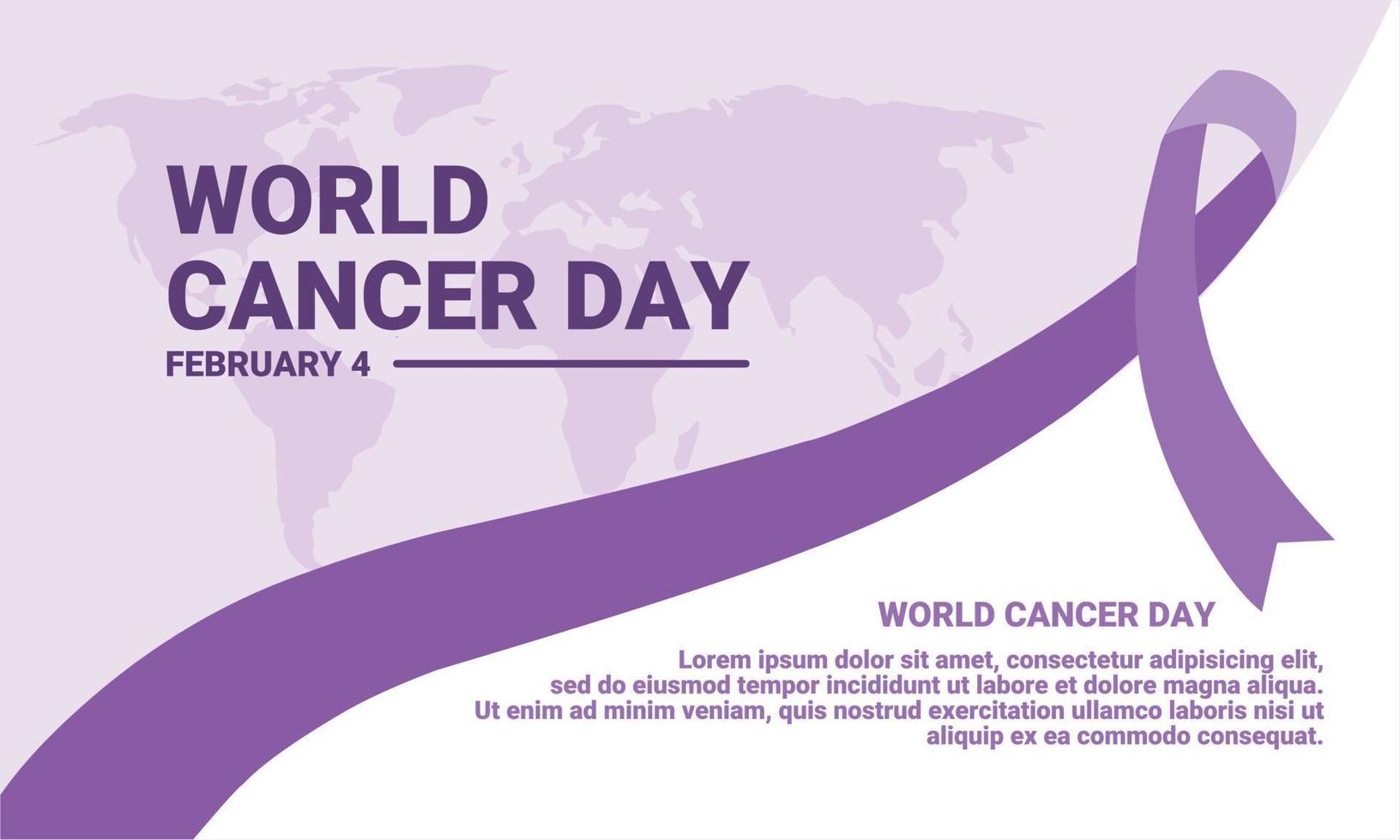 design piatto dell'illustrazione di vettore dell'insegna della giornata mondiale del cancro.