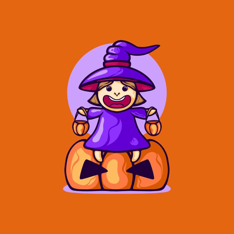 personaggio di halloween della strega per la tua attività o merce vettore