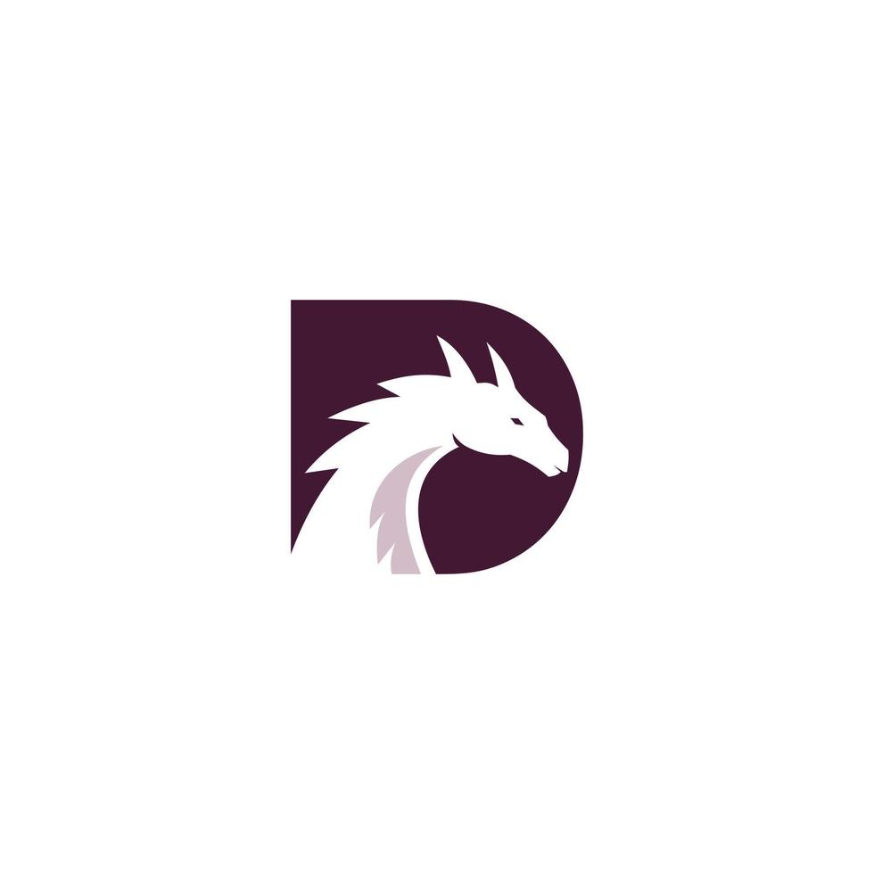 testa di drago con logo iniziale della lettera d vettore