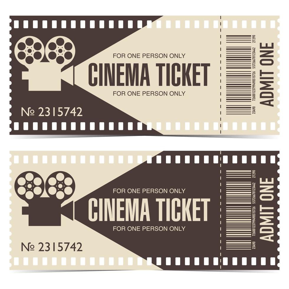 biglietto del cinema sotto forma di striscia di film. vettore