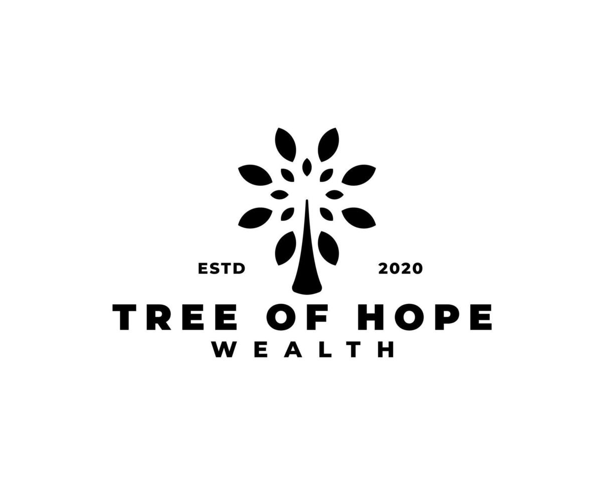 logo albero della speranza. logo di gestione patrimoniale. logo di investimento. design del logo dell'albero della natura vettore