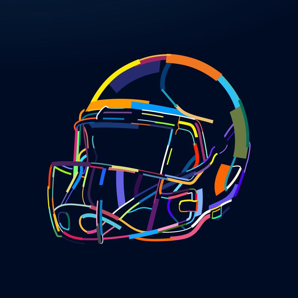 casco da football americano astratto da vernici multicolori. disegno colorato. illustrazione vettoriale di vernici