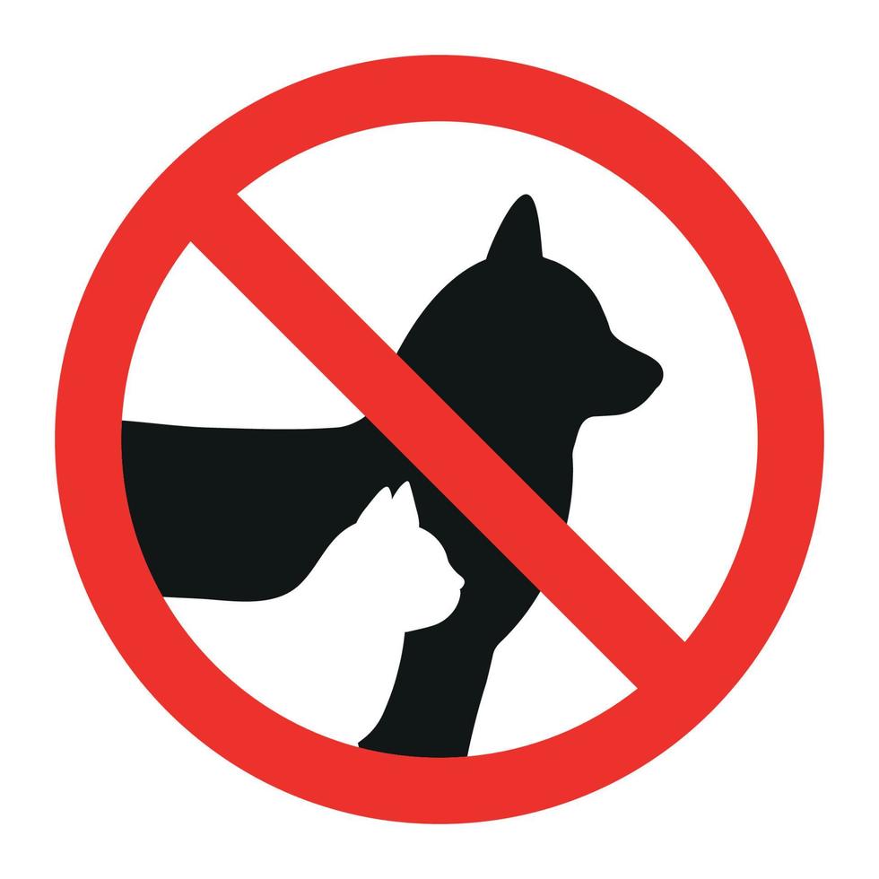 illustrazione di un segno di divieto animale cane e gatto su sfondo bianco vettore