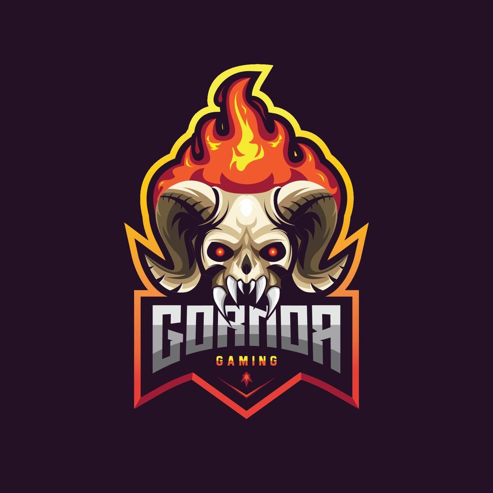 gioco del logo di esport del fuoco del cranio vettore