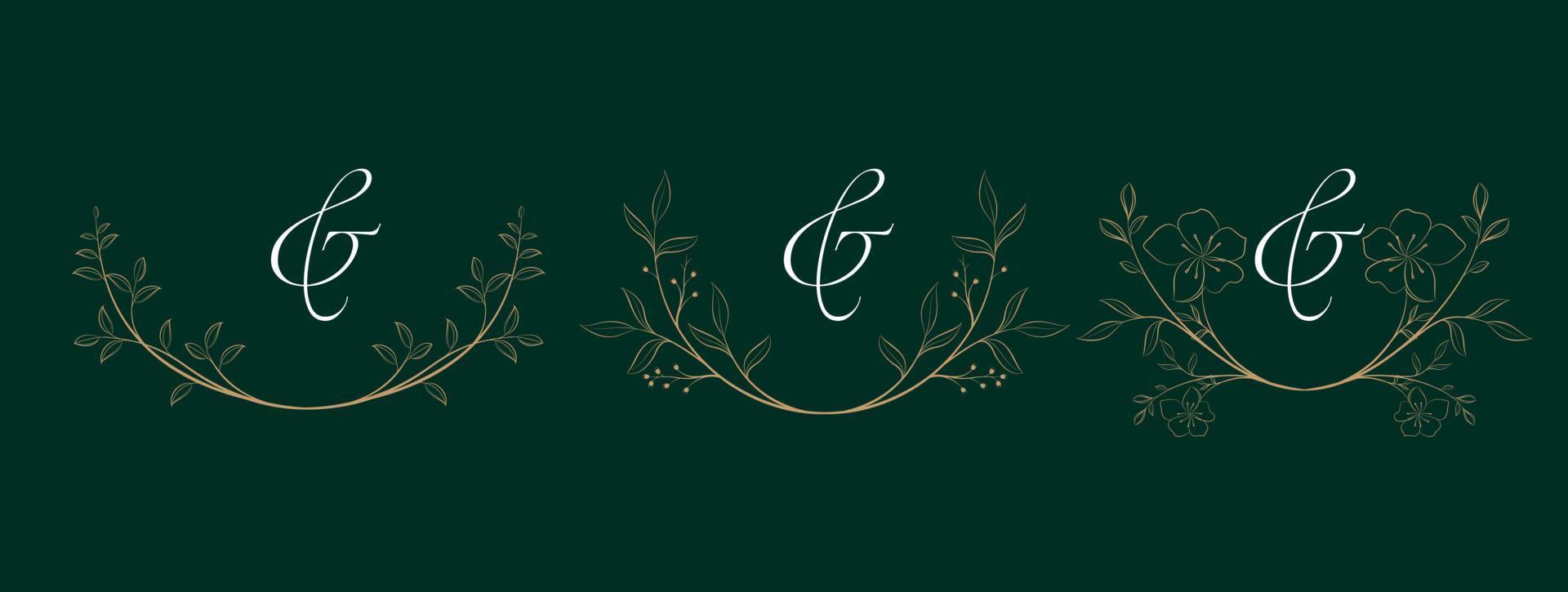 logo matrimonio, cornice invito coppia, monogramma floreale vettore