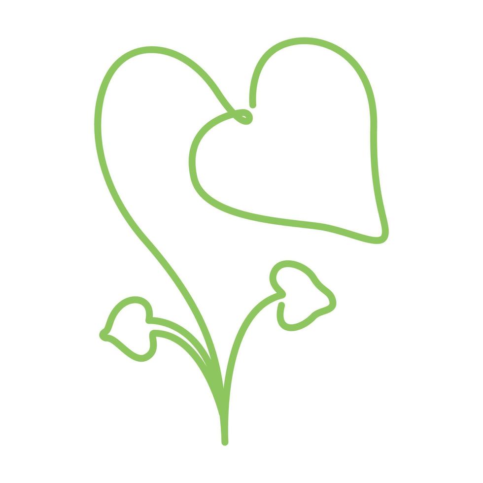 linee di piante di bellezza verde amore logo simbolo icona vettore illustrazione graphic design
