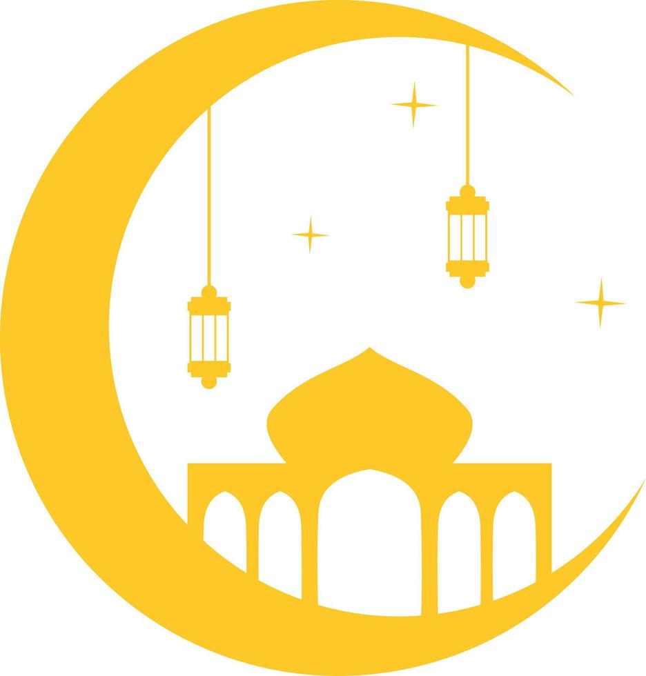 luna e moschea ramadan eid adha vettore clip art icona logo simbolo