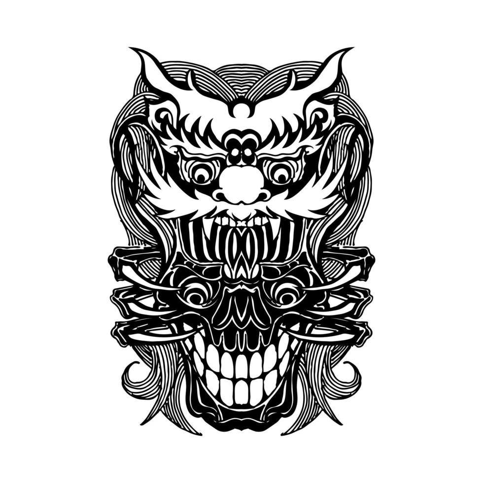 illustrazione vettoriale di demone a due facce disegnata a mano