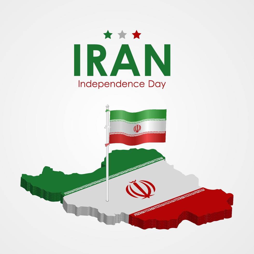 illustrazione vettoriale del giorno dell'indipendenza dell'Iran con combinazione di colori verde-bianco-rosso e grigio