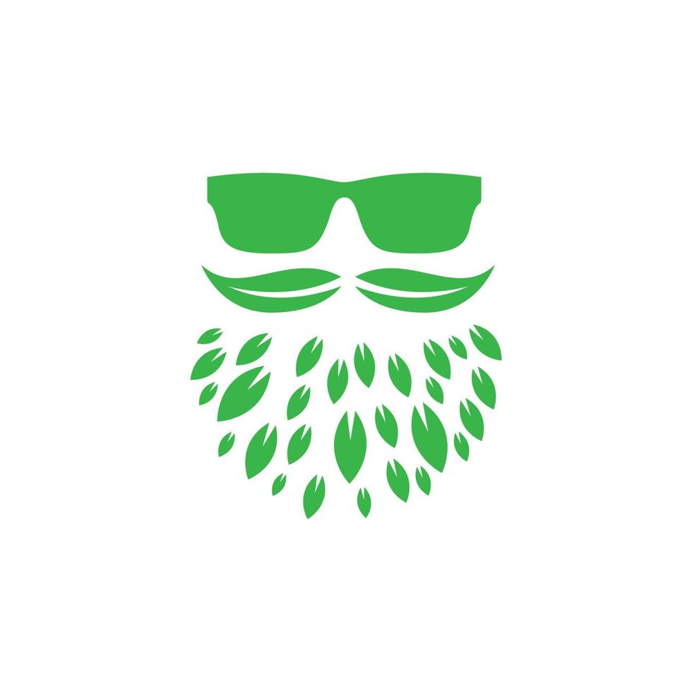 natura uomo con baffi e barba foglia logo design vettore grafico simbolo icona illustrazione idea creativa