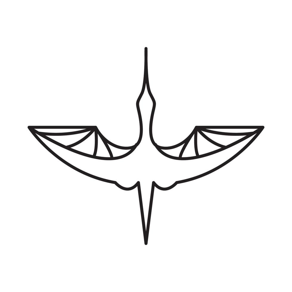 disegno grafico dell'icona del vettore simbolo del logo del pellicano dell'uccello della mosca geometrica