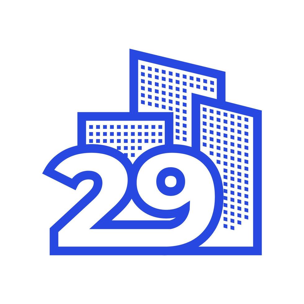 numero 29 con costruzione logo design vettore grafico simbolo icona illustrazione idea creativa