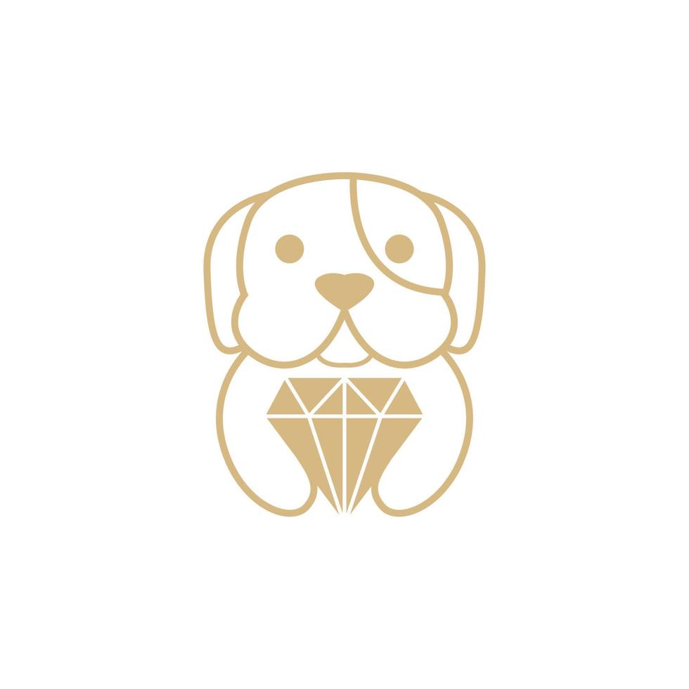 carino cane abbraccio diamante logo simbolo icona vettore illustrazione graphic design