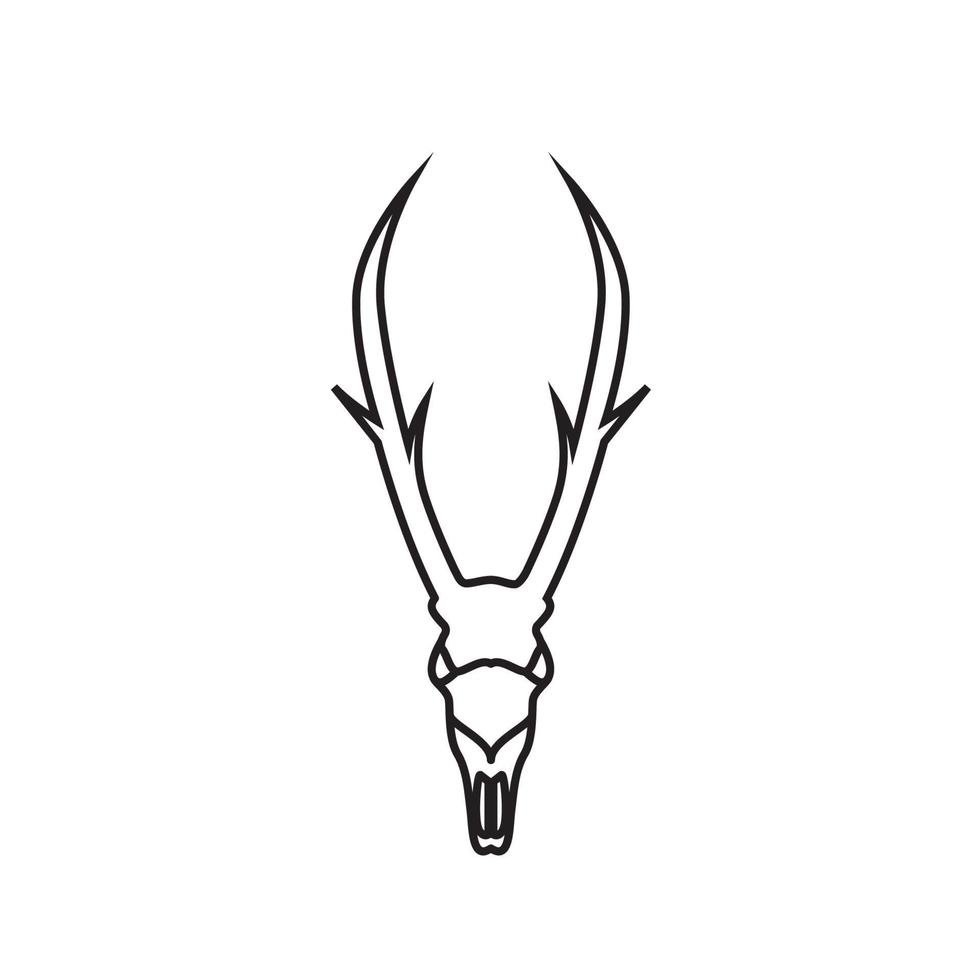 design del logo del corno lungo dei pantaloni a vita bassa del cranio dei cervi, illustrazione dell'icona del simbolo grafico vettoriale idea creativa