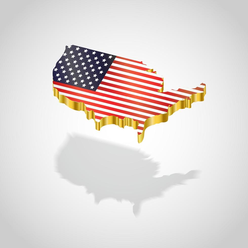 mappa e bandiera degli Stati Uniti isolati. illustrazione vettoriale