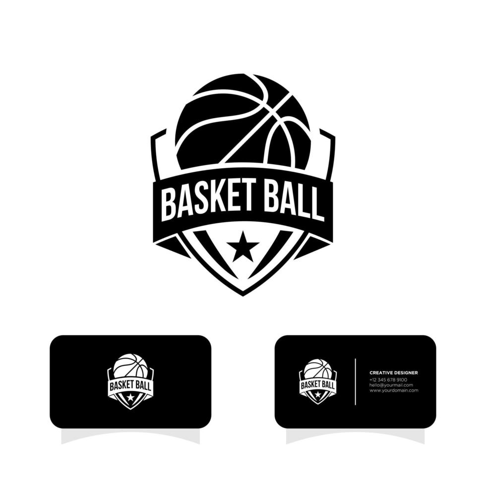 logo sportivo distintivo della lega di basket vettore