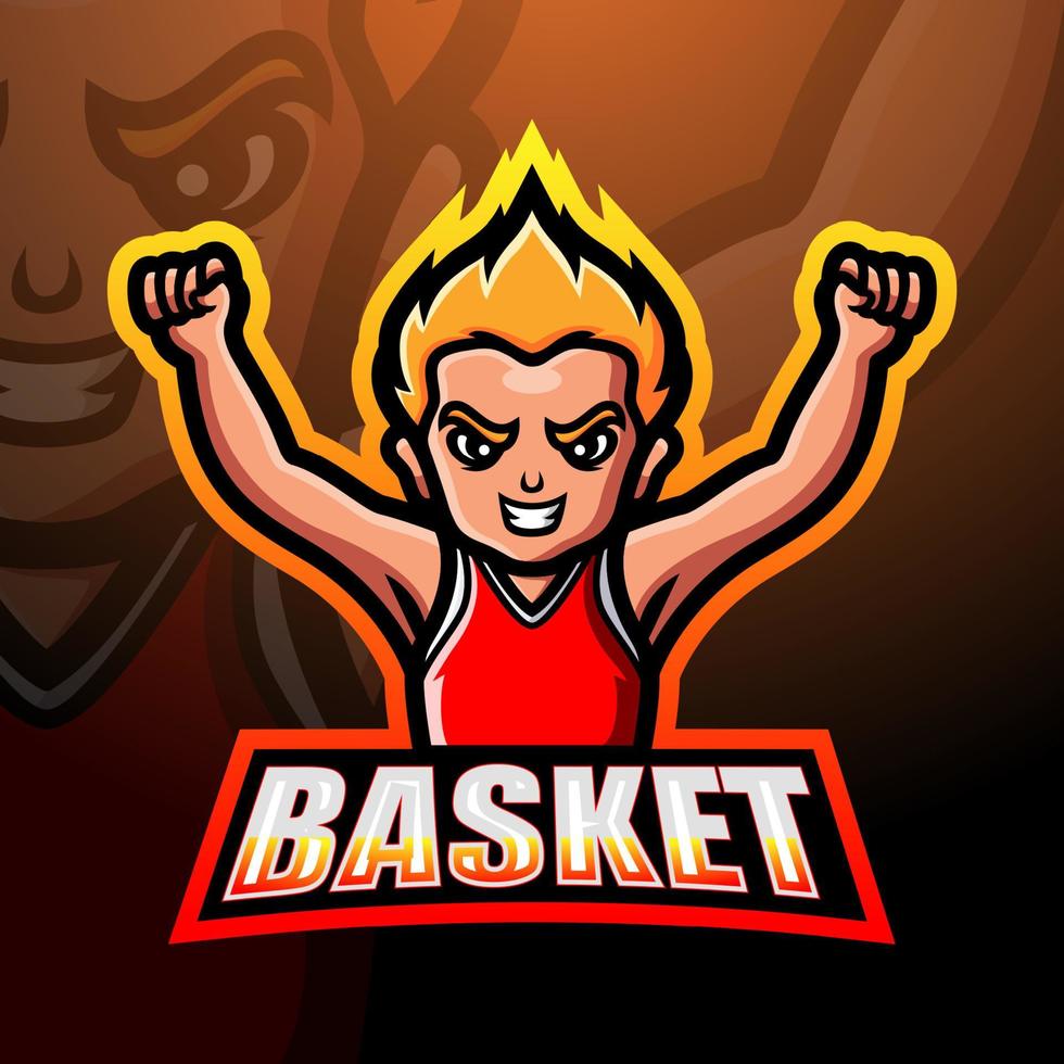design del logo della mascotte del giocatore di basket vettore