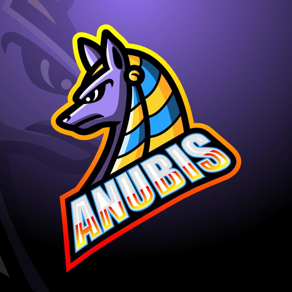 design del logo esport della mascotte di anubis vettore