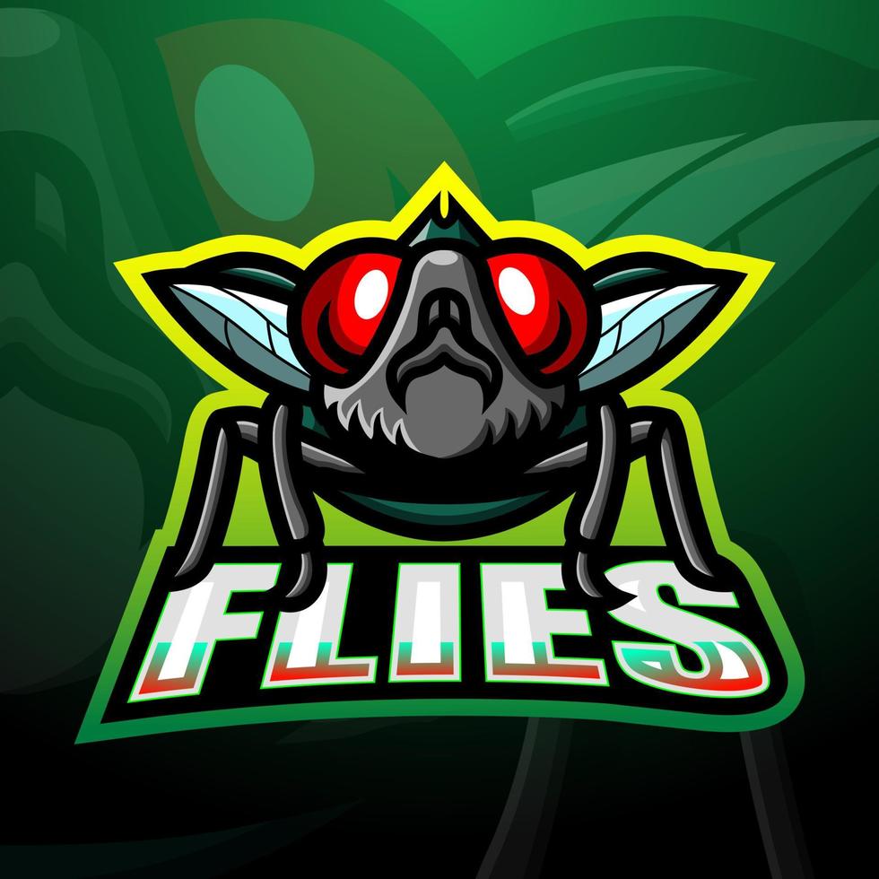 design del logo esport della mascotte della mosca vettore