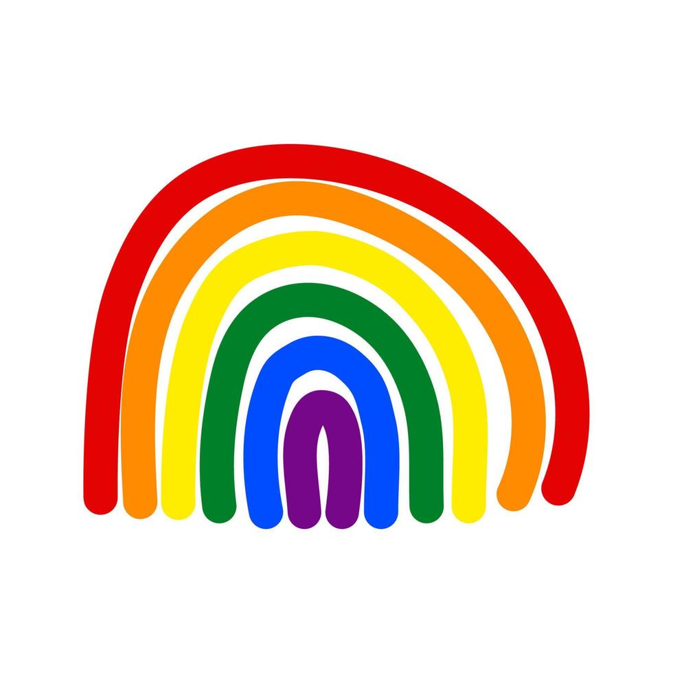 icona arcobaleno. simbolo relativo a lgbt nei colori dell'arcobaleno. gay Pride. mese dell'orgoglio della comunità arcobaleno. amore, libertà, sostegno, simbolo di pace. disegno vettoriale piatto isolato su sfondo bianco.