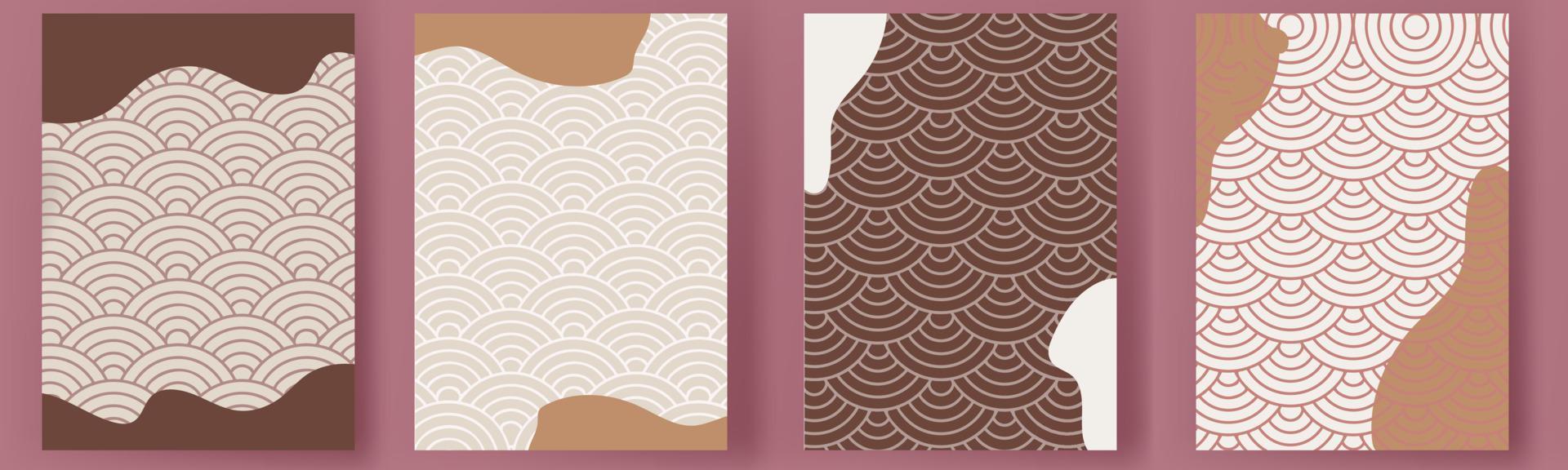 insieme di vettore di arte minimale moderno modello giapponese. sfondo di carta geometrica set.abstract copertina design banner stile brochure.