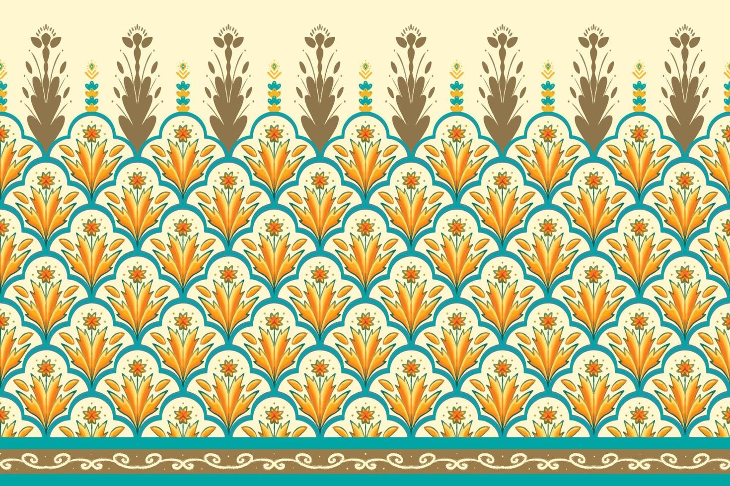 giallo, verde acqua su avorio. disegno tradizionale geometrico etnico orientale modello per sfondo, moquette, carta da parati, abbigliamento, confezionamento, batik, tessuto, illustrazione vettoriale stile ricamo