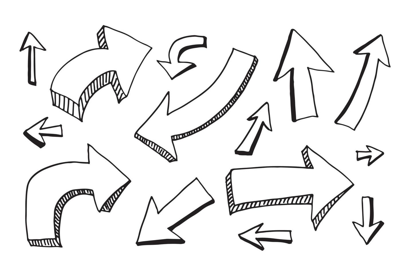 frecce vettoriali disegnate a mano impostate su background.vector bianco eps