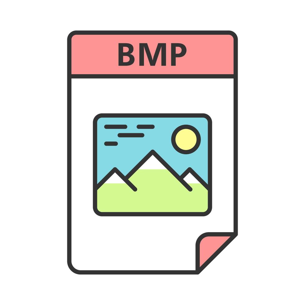 icona del colore del file bmp. immagine bitmap. formato file immagine grafica raster. illustrazione vettoriale isolata