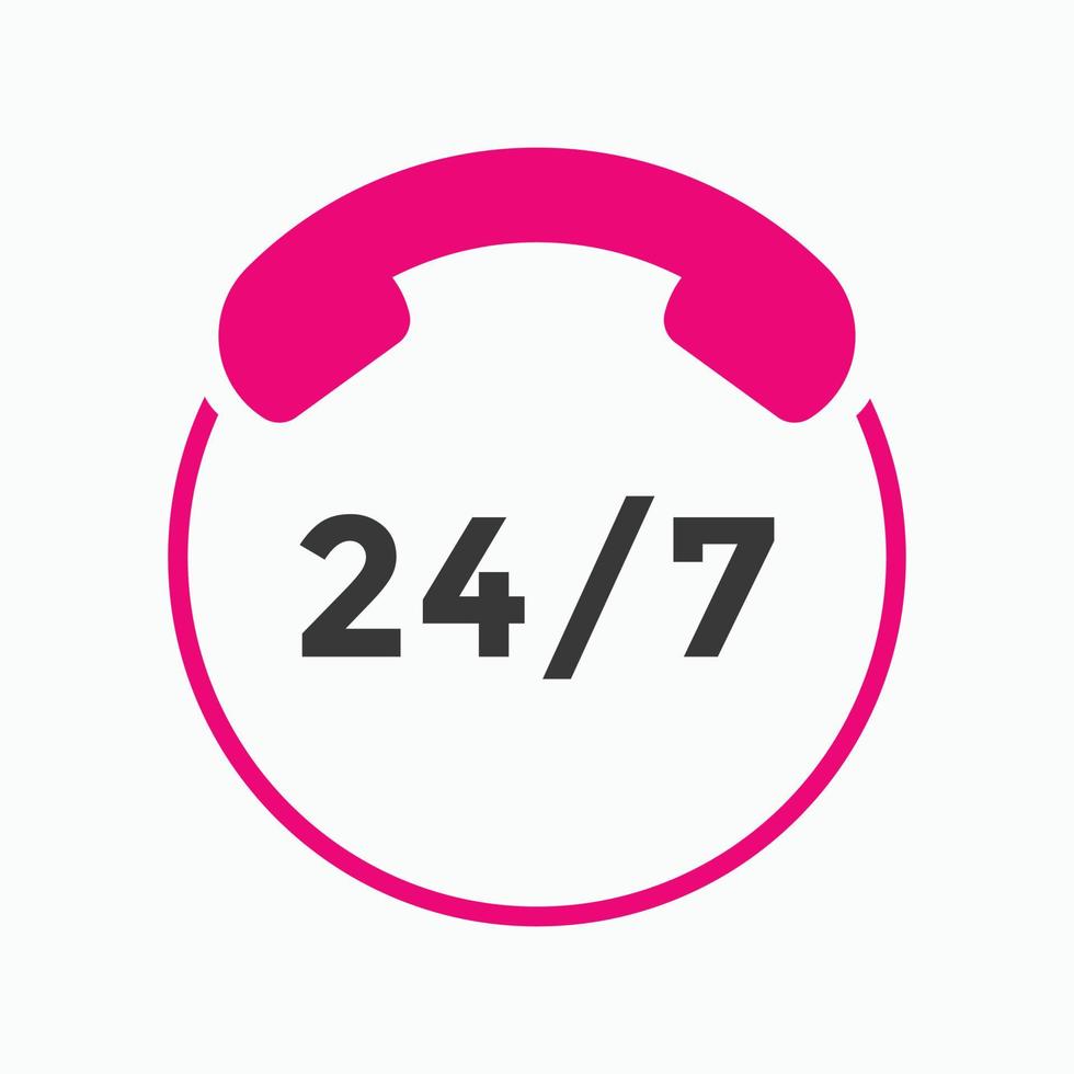 Icona del servizio clienti 24 ore su 24. 24 7 pulsante segno icona supporto. icona del servizio clienti vettore