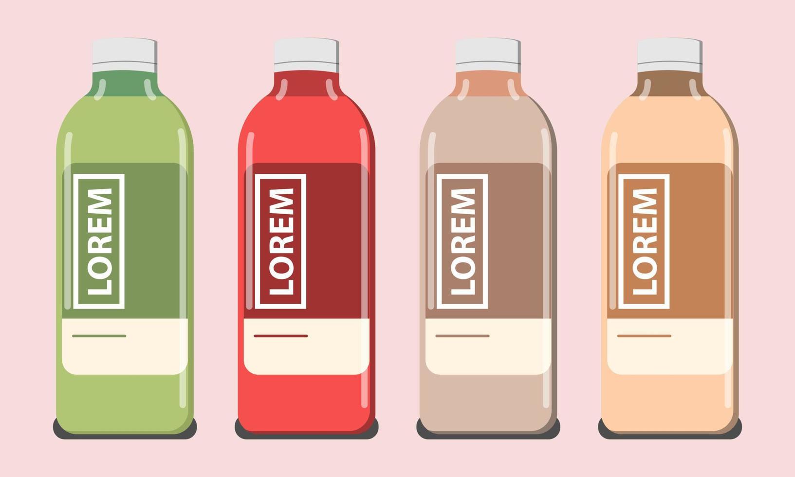 confezionamento moderno di bottiglie di succo. design dell'imballaggio di bottiglie di succhi di frutta e verdura. vettore