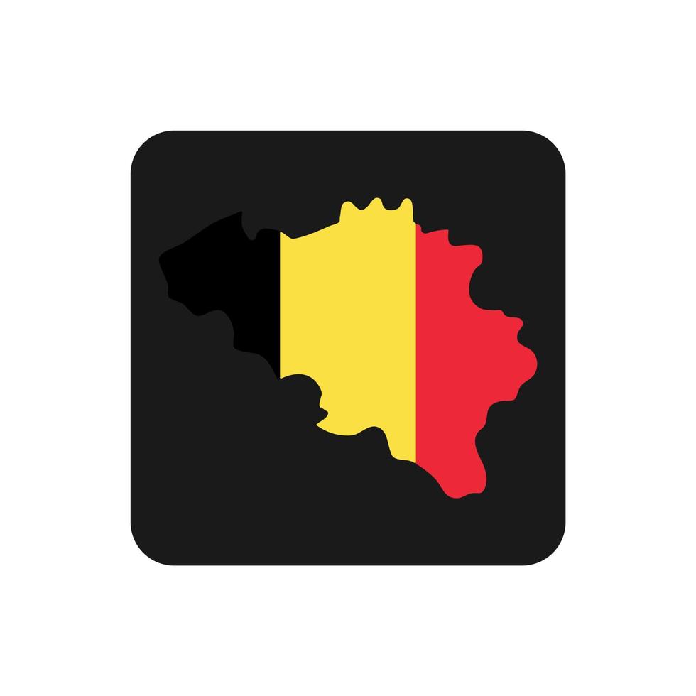 siluetta della mappa del belgio con bandiera su sfondo nero vettore