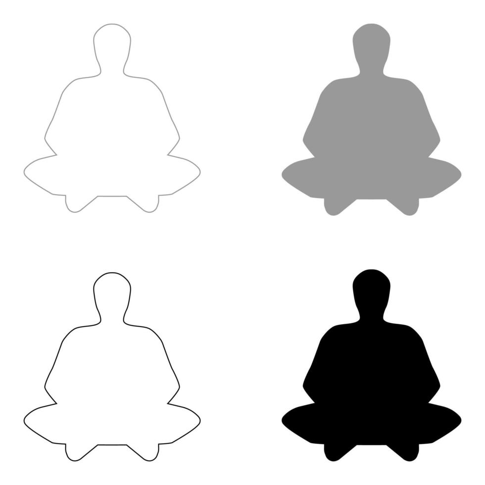 uomo di meditazione l'icona di colore grigio nero impostato vettore