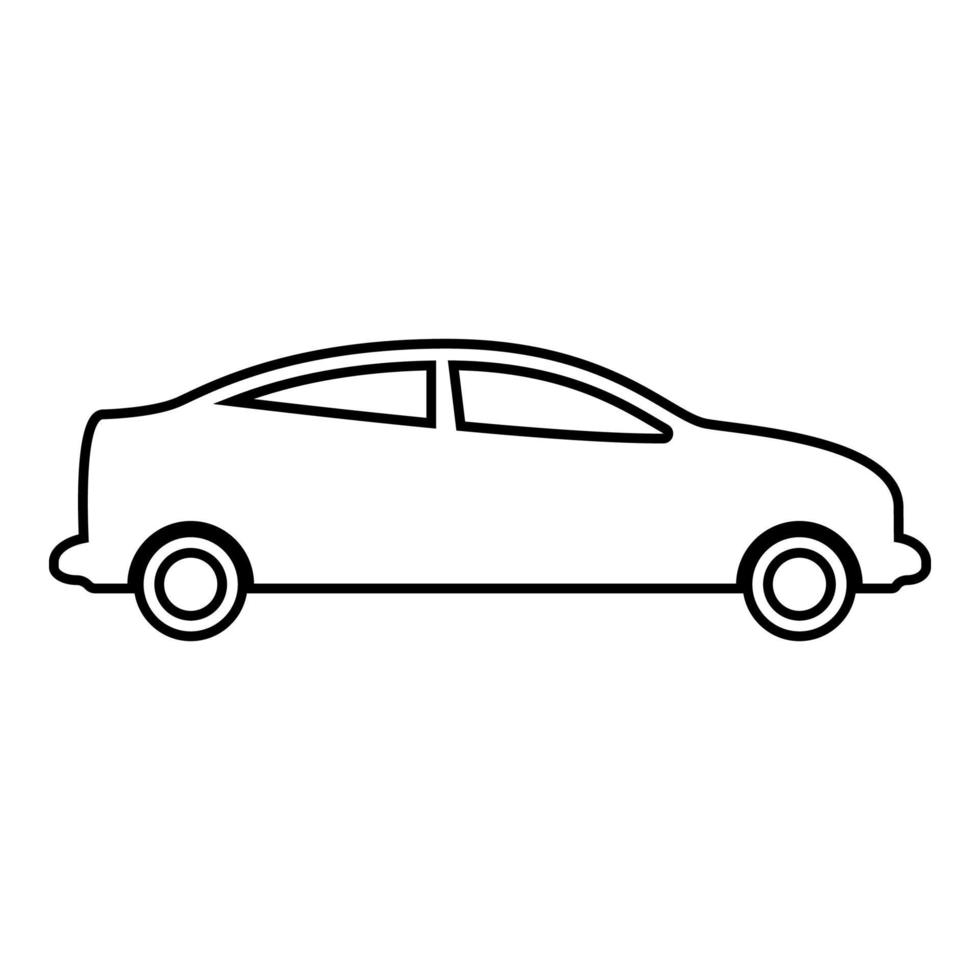icona della linea di contorno del contorno della berlina per auto colore nero illustrazione vettoriale immagine stile piatto sottile
