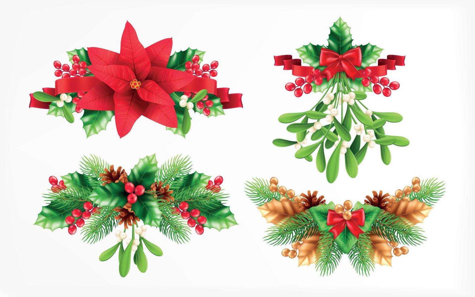 set di composizioni di decorazioni natalizie vettore
