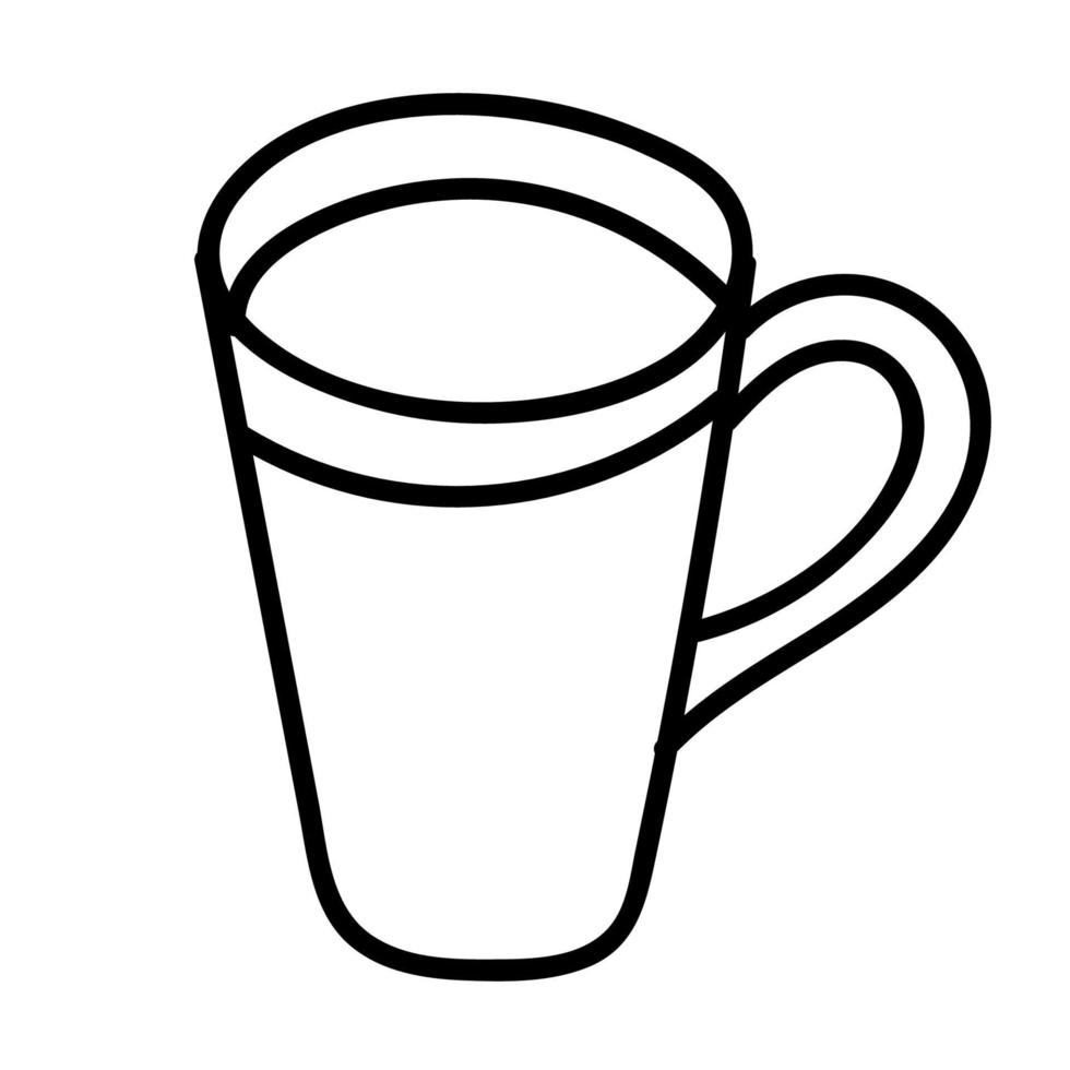 tazza di tè lineare di doodle del fumetto isolata su fondo bianco. vettore