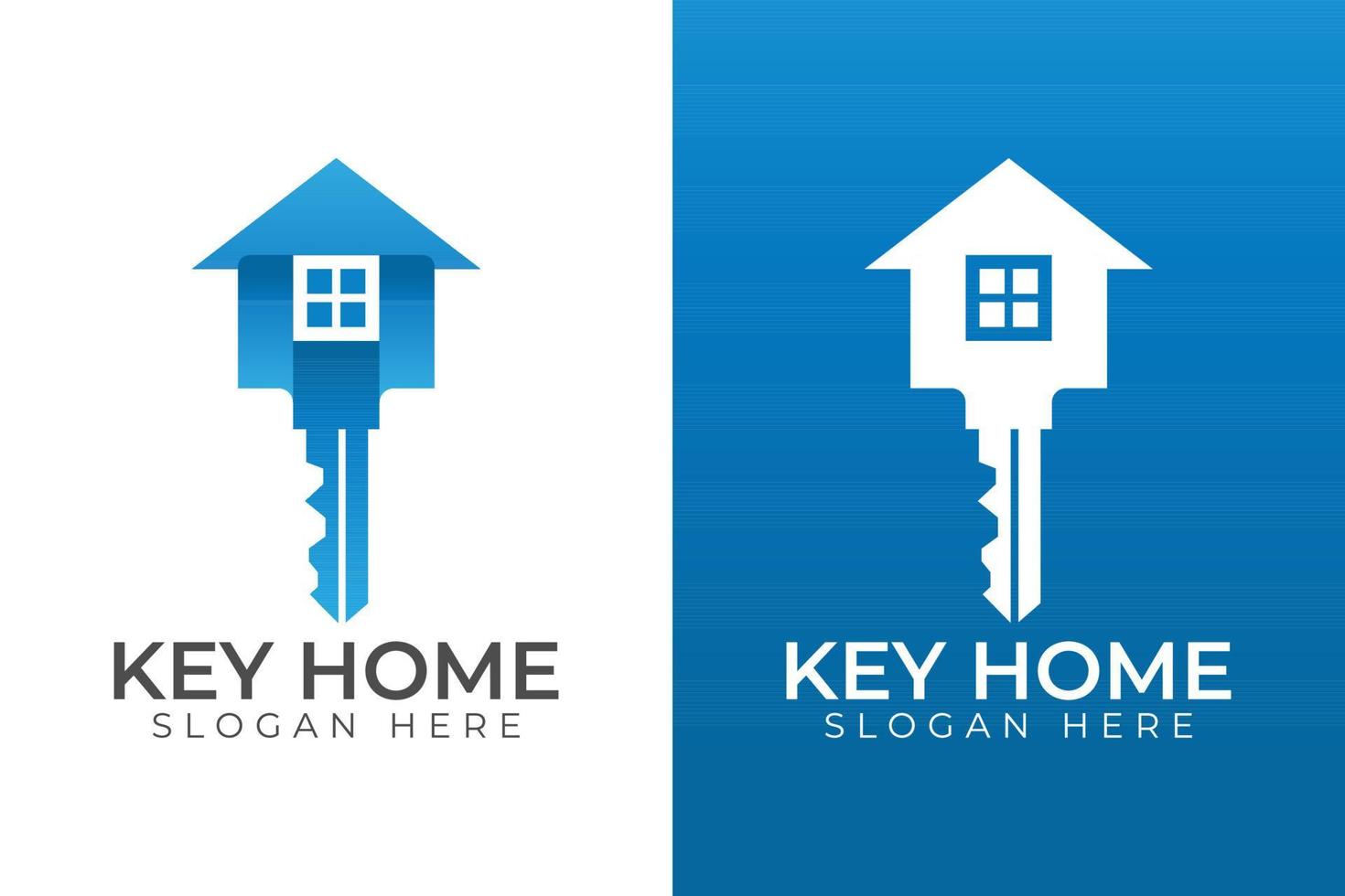gradiente chiave casa, chiave immobiliare casa edificio logo design con due versioni vettore