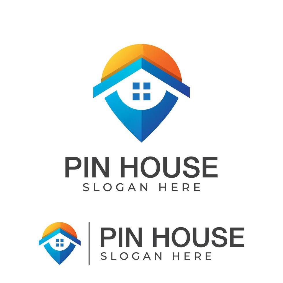 logo vettoriale della posizione della casa. pin home, mappa, design del logo della proprietà aziendale