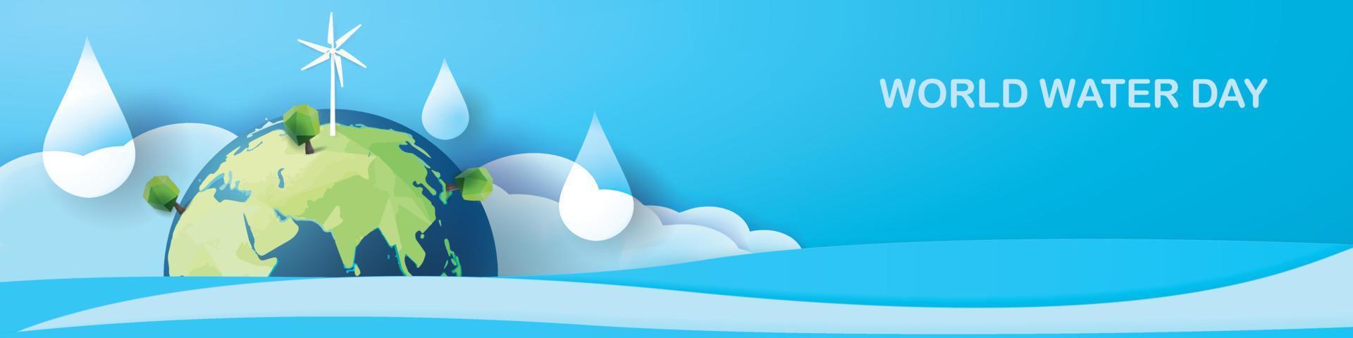 poster di progettazione vettoriale di icone ecologiche per sfondi blu della giornata mondiale dell'acqua
