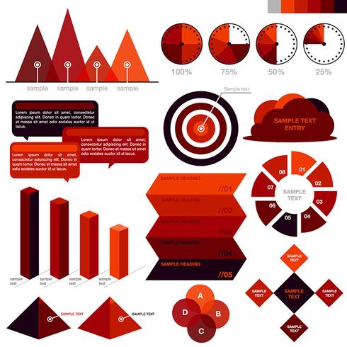 Infographics rosso variopinto di affari vettore