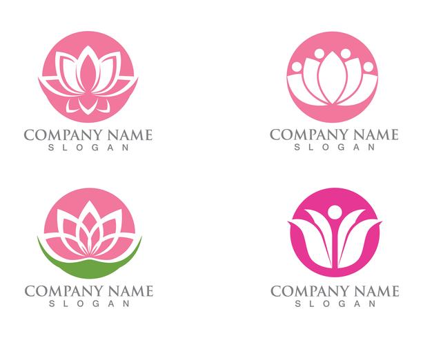 Lotus Flower Sign per Wellness, Spa e Yoga. Illustrazione vettoriale