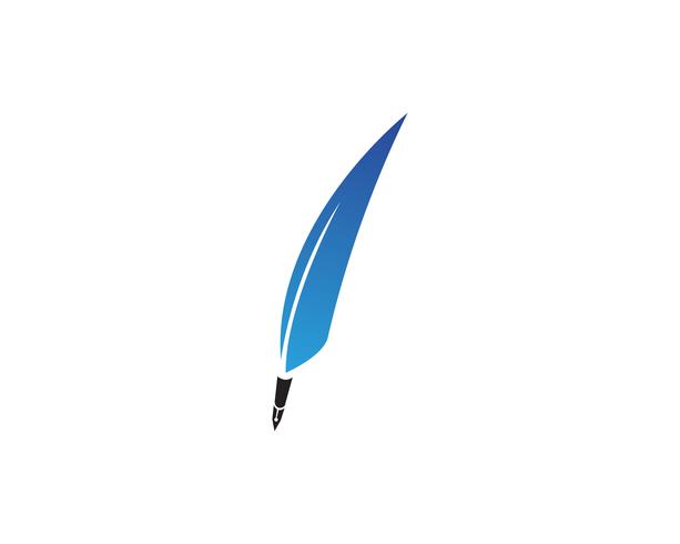 La penna della piuma scrive le icone di app del modello di logo del segno vettore