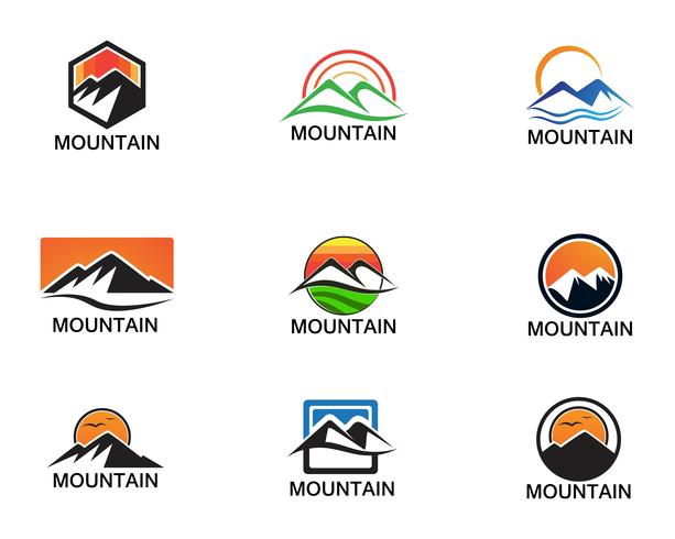 Ispirazioni minimaliste di progettazione di logo di Mountain Landscape vettore