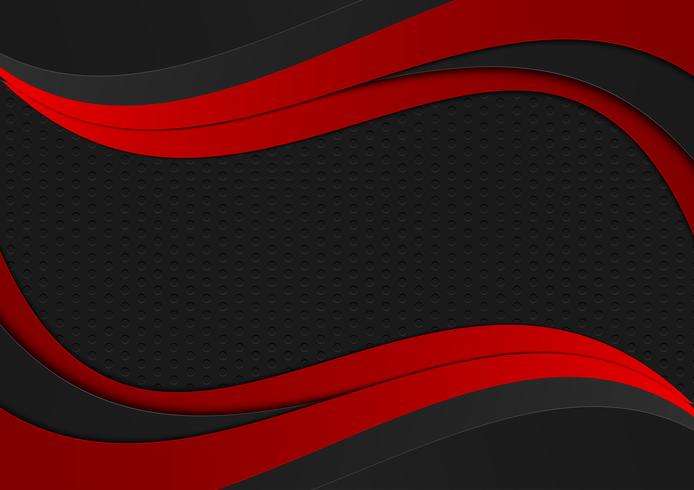 Struttura geometrica dell&#39;onda di colore nero e rosso. Sfondo vettoriale astratta