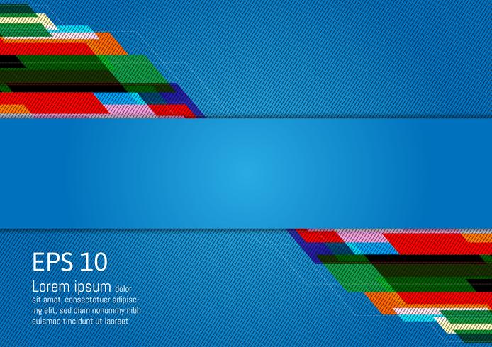 Estratto geometrico multicolore di progettazione moderna su fondo blu con lo spazio della copia, illustrazione di vettore